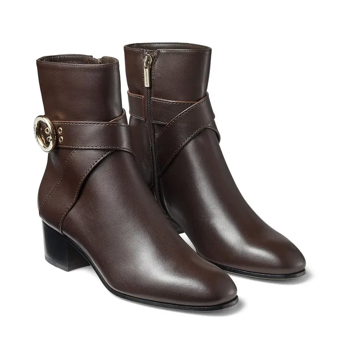 Blanka 40 Brown Smooth Leather Ankle Boots With Buckle Brown Women JIMMY CHOO Boots