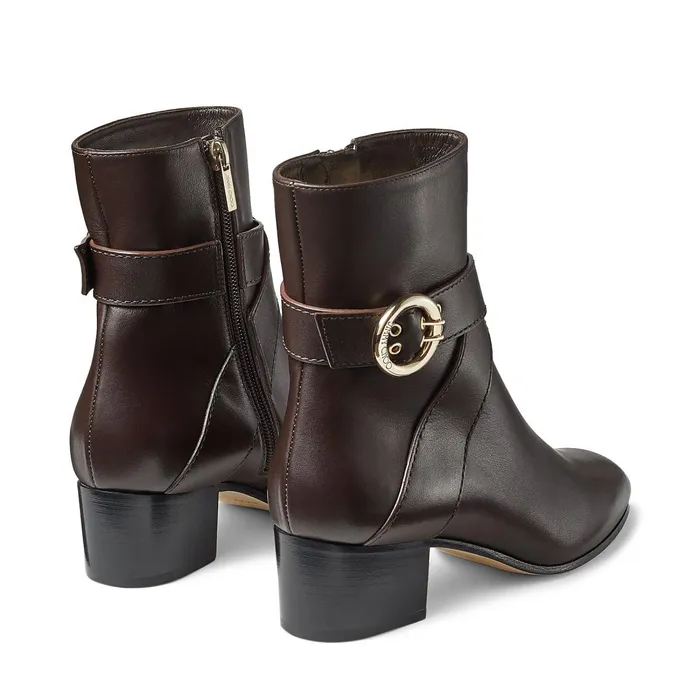 Blanka 40 Brown Smooth Leather Ankle Boots With Buckle Brown Women JIMMY CHOO Boots