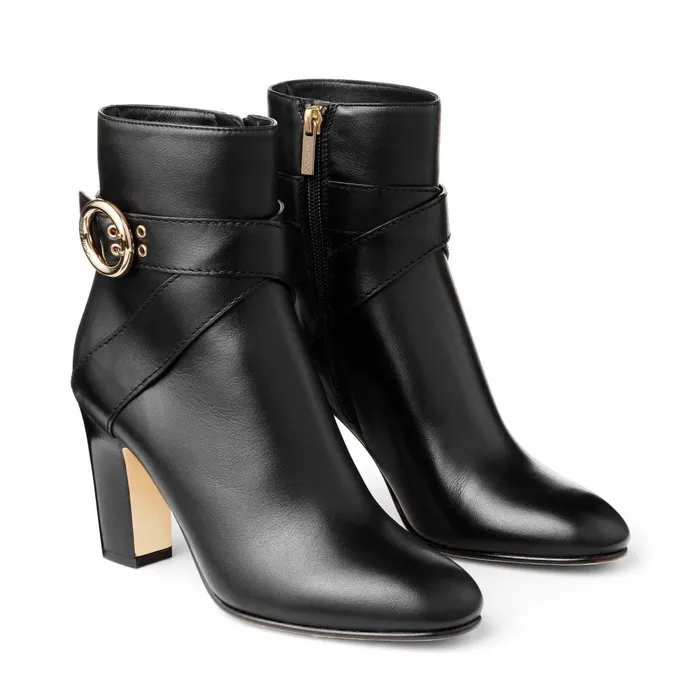 Blanka 85 Black Smooth Leather Ankle Boots With Buckle Black Women JIMMY CHOO Boots