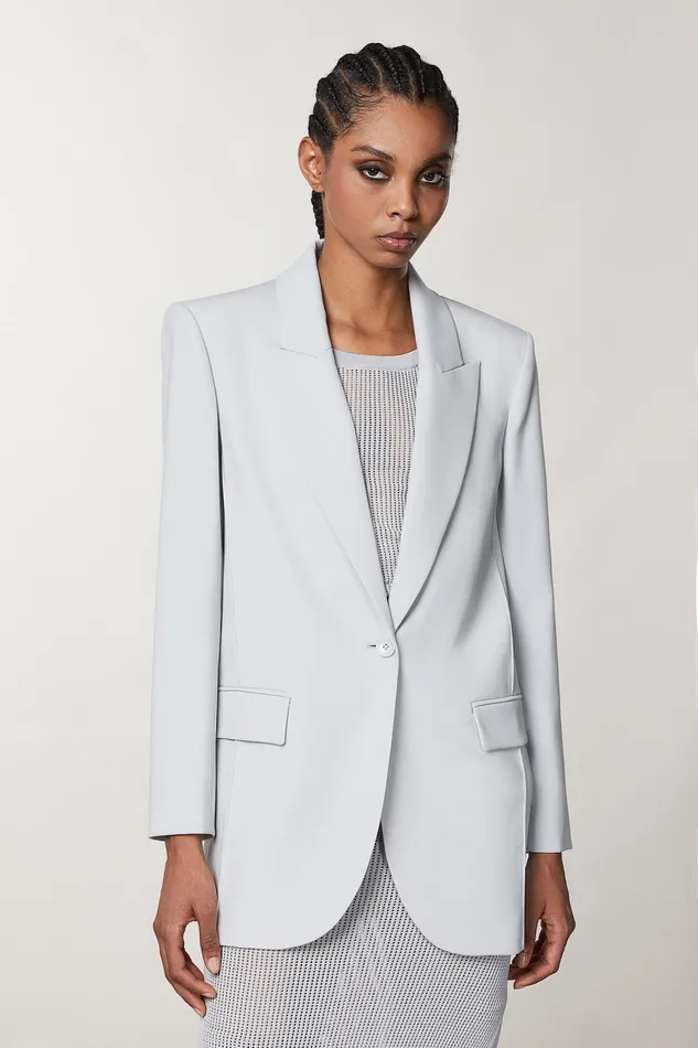 Blazers Women Patrizia Pepe Essential 1Button Jacket Mineral Gray