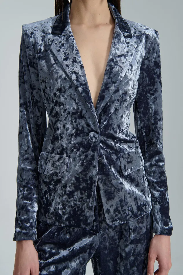 Blazers Women Patrizia Pepe OneButton Velvet Jacket Atmosphere Blue