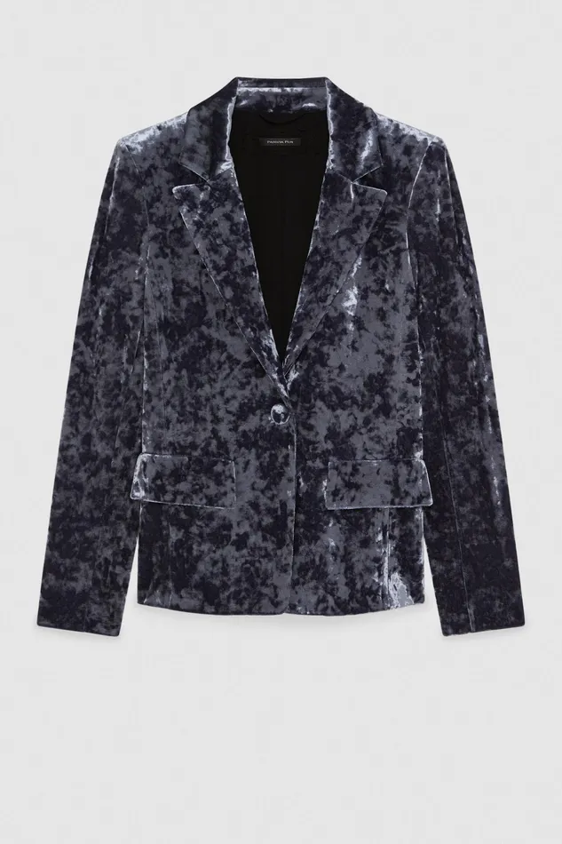 Blazers Women Patrizia Pepe OneButton Velvet Jacket Atmosphere Blue