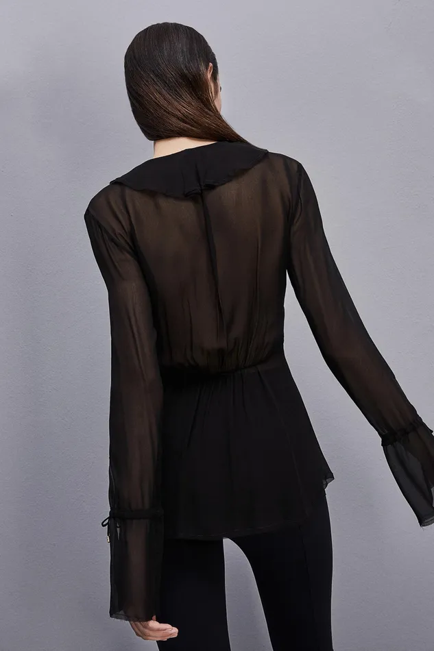 Blouses Women Patrizia Pepe Chiffon Blouse Nero