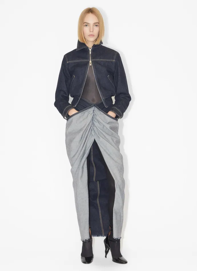 Blue Denim Zip Jacket Women Alaa Coats and Jackets