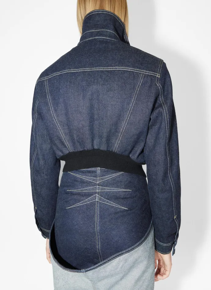 Blue Denim Zip Jacket Women Alaa Coats and Jackets