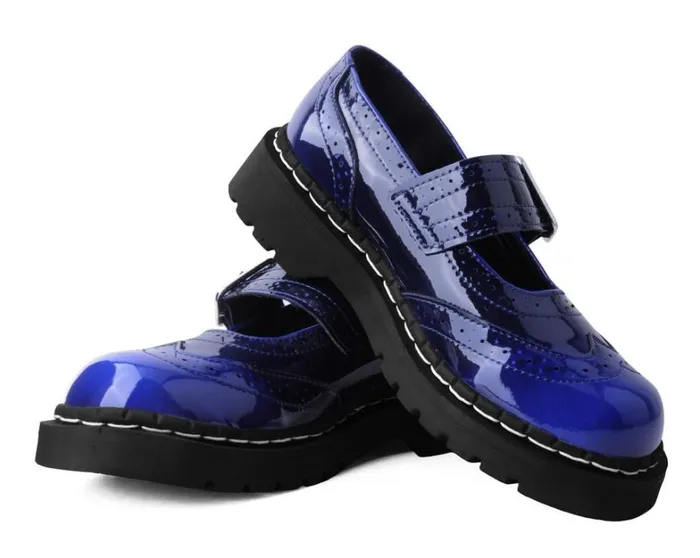 Blue Gradient Brogue Mary Jane Women TUK Shoes Vegan Blue Gradient Brogue Mary Jane Women TUK Shoes Vegan