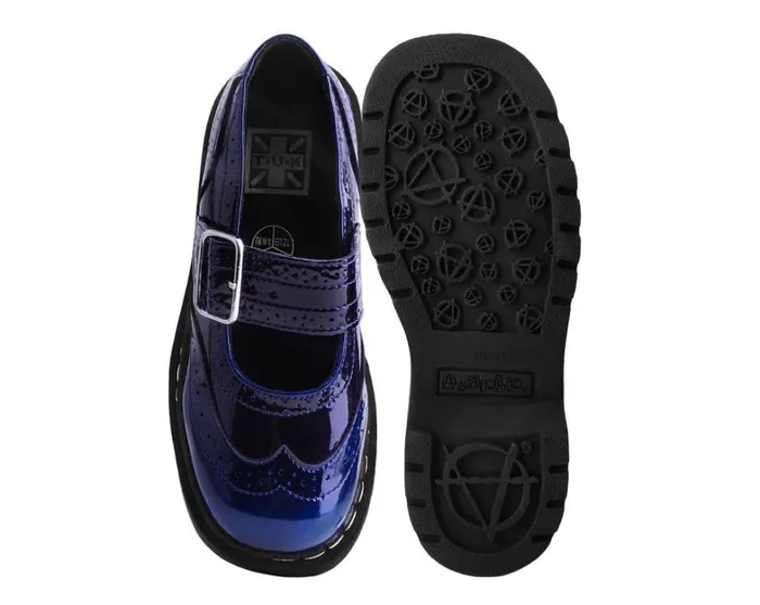 Blue Gradient Brogue Mary Jane Women TUK Shoes Vegan Blue Gradient Brogue Mary Jane Women TUK Shoes Vegan