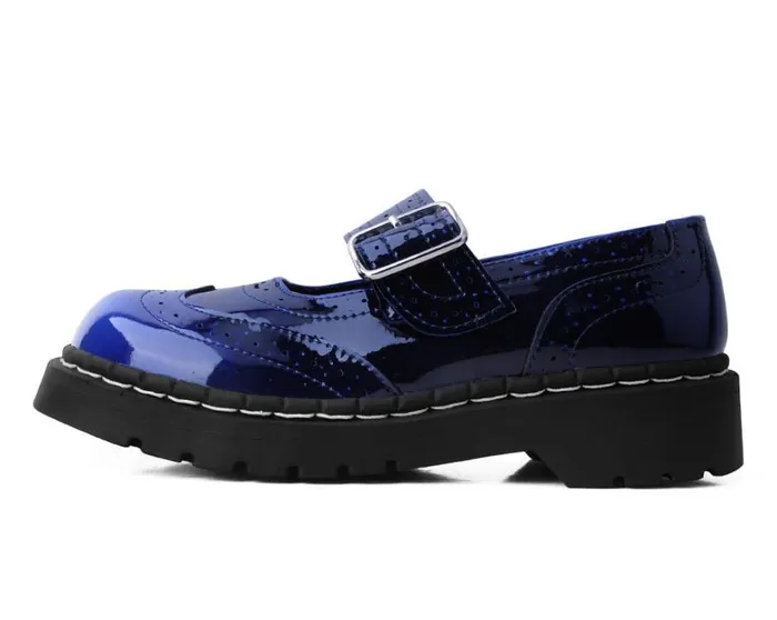 Blue Gradient Brogue Mary Jane Women TUK Shoes Vegan Blue Gradient Brogue Mary Jane Women TUK Shoes Vegan