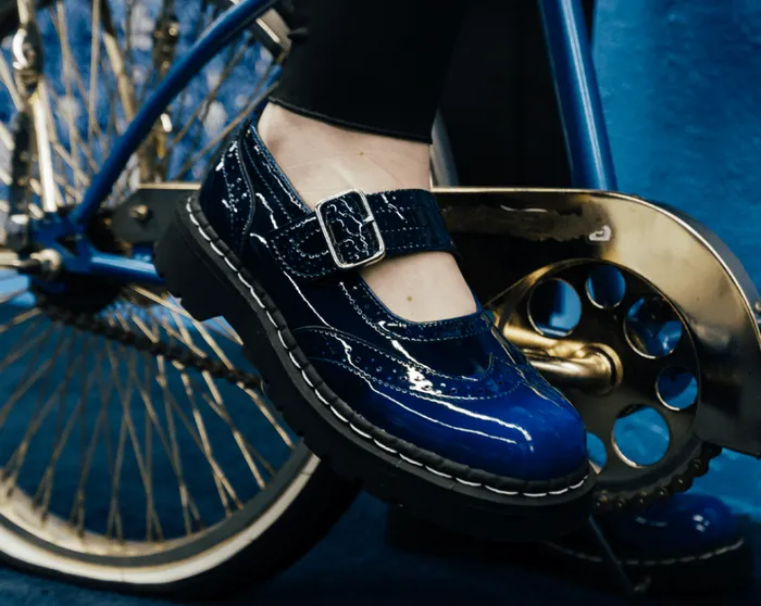 Blue Gradient Brogue Mary Jane Women TUK Shoes Vegan Blue Gradient Brogue Mary Jane Women TUK Shoes Vegan