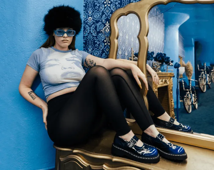 Blue Gradient Brogue Mary Jane Women TUK Shoes Vegan Blue Gradient Brogue Mary Jane Women TUK Shoes Vegan