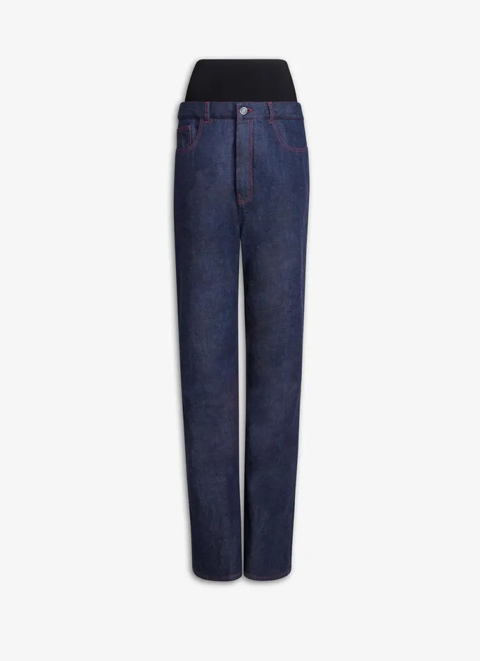 Blue Jeans KNIT BAND JEANS IN RAW DENIM Women Alaa Pants and Shorts