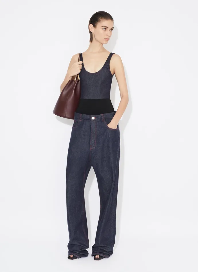 Blue Jeans KNIT BAND JEANS IN RAW DENIM Women Alaa Pants and Shorts