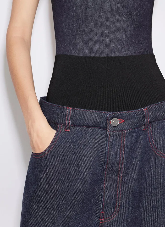 Blue Jeans KNIT BAND JEANS IN RAW DENIM Women Alaa Pants and Shorts