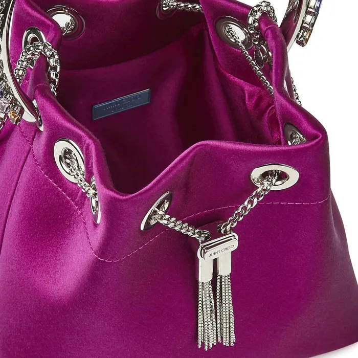Bon Bon Magenta Satin Handbag With Multicolour Crystal Bracelet Top Handle Magentamulti Women JIMMY CHOO Evening Bags