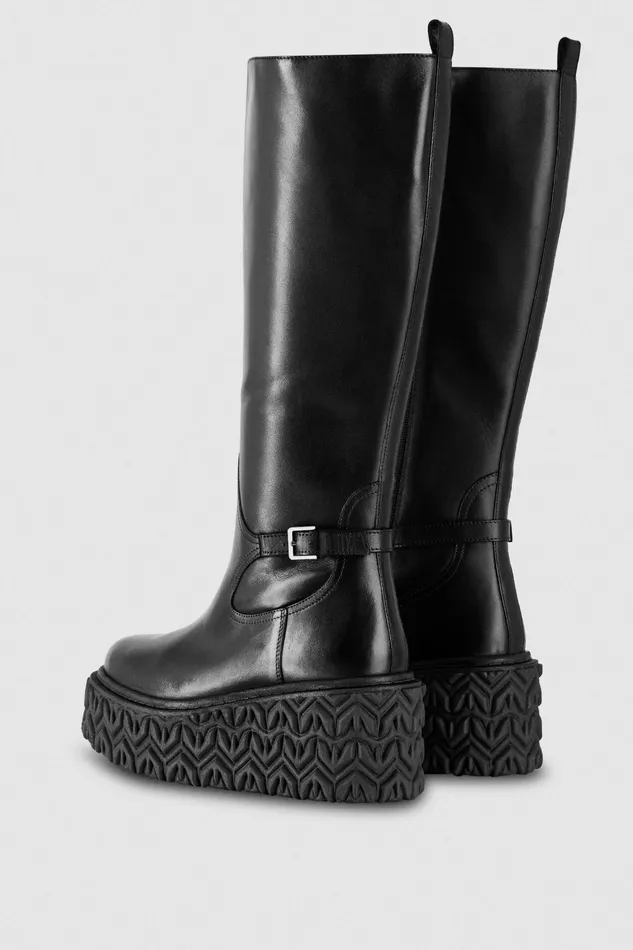 Boots Women Patrizia Pepe Leather Biker Boots Nero