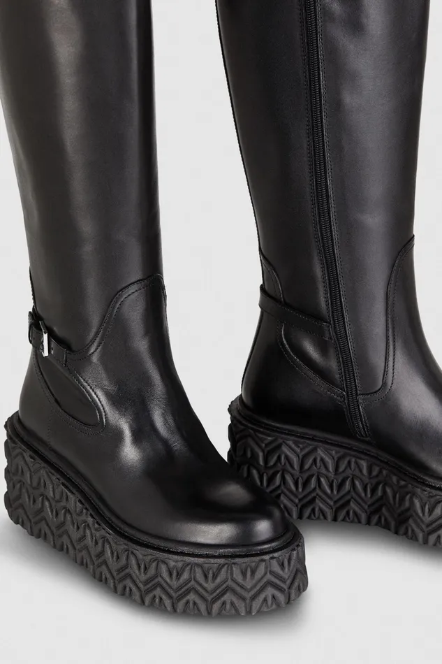 Boots Women Patrizia Pepe Leather Biker Boots Nero