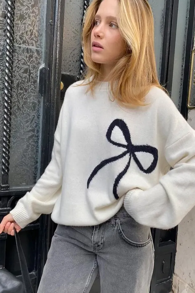 Bow Sweater Women Subdued Sweaters