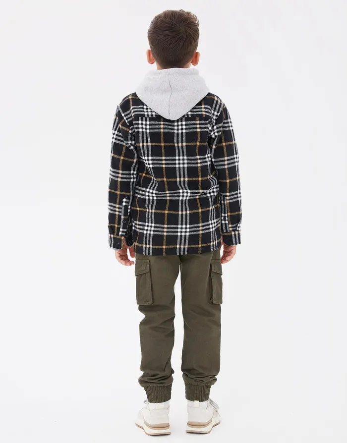 Boys Black Check Long Sleeve Shirt Black Threadbare Shirts