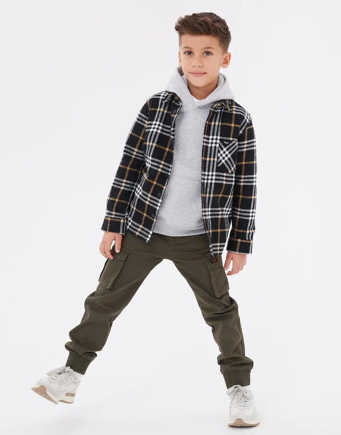 Boys Black Check Long Sleeve Shirt Black Threadbare Shirts