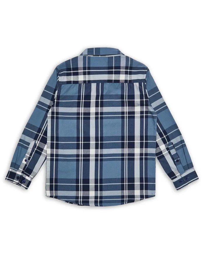 Boys Blue Check Long Sleeve Shirt Blue Threadbare Shirts Boys Blue Check Long Sleeve Shirt Blue Threadbare Shirts