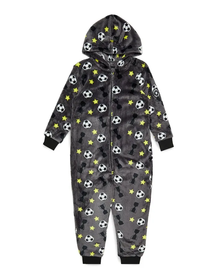 Boys Charcoal Soft Touch AllInOne Charcoal Threadbare Loungewear