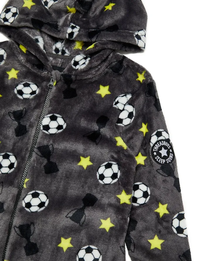 Boys Charcoal Soft Touch AllInOne Charcoal Threadbare Loungewear