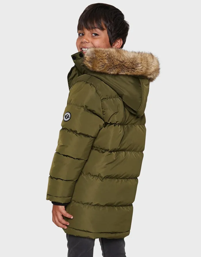 Boys Khaki Longline Parka Jacket Khaki Threadbare Jackets and Coats Boys Khaki Longline Parka Jacket Khaki Threadbare Jackets and Coats