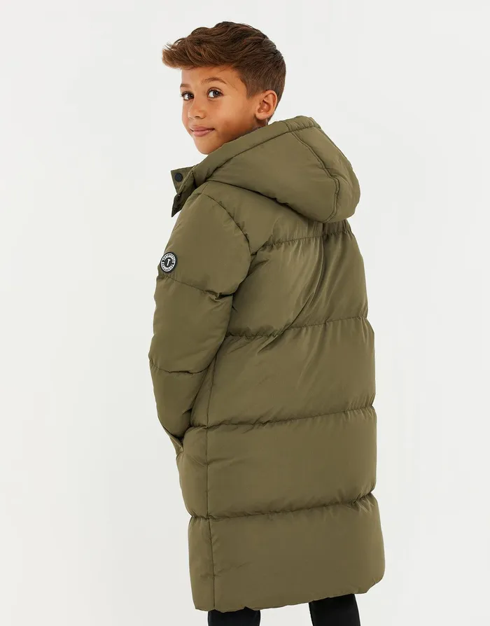 Boys Khaki Longline Puffer Jacket Khaki Threadbare Jackets and Coats Boys Khaki Longline Puffer Jacket Khaki Threadbare Jackets and Coats
