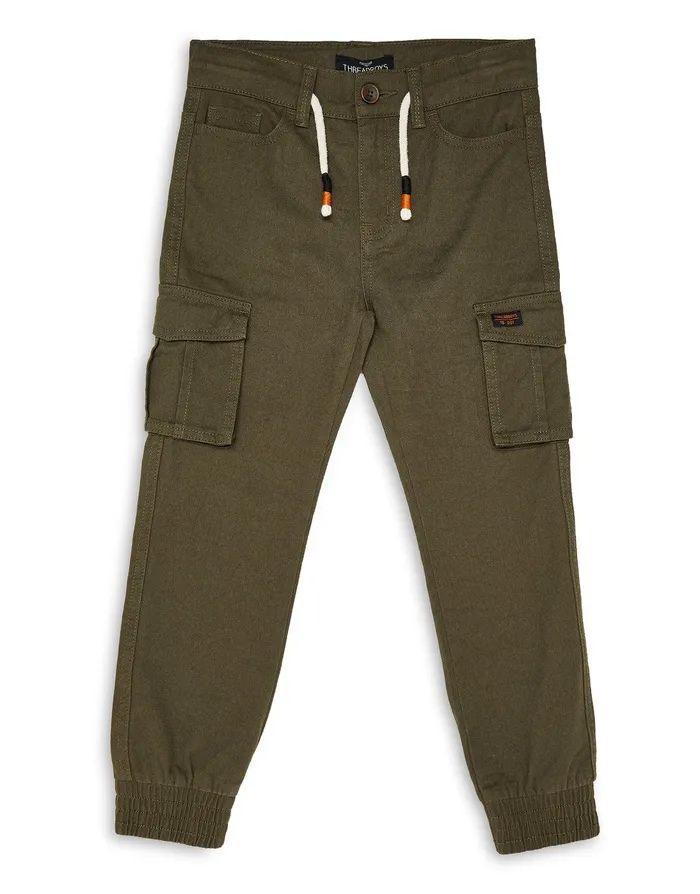 Boys Khaki Plain Cargo Trousers Khaki Threadbare Trousers Boys Khaki Plain Cargo Trousers Khaki Threadbare Trousers