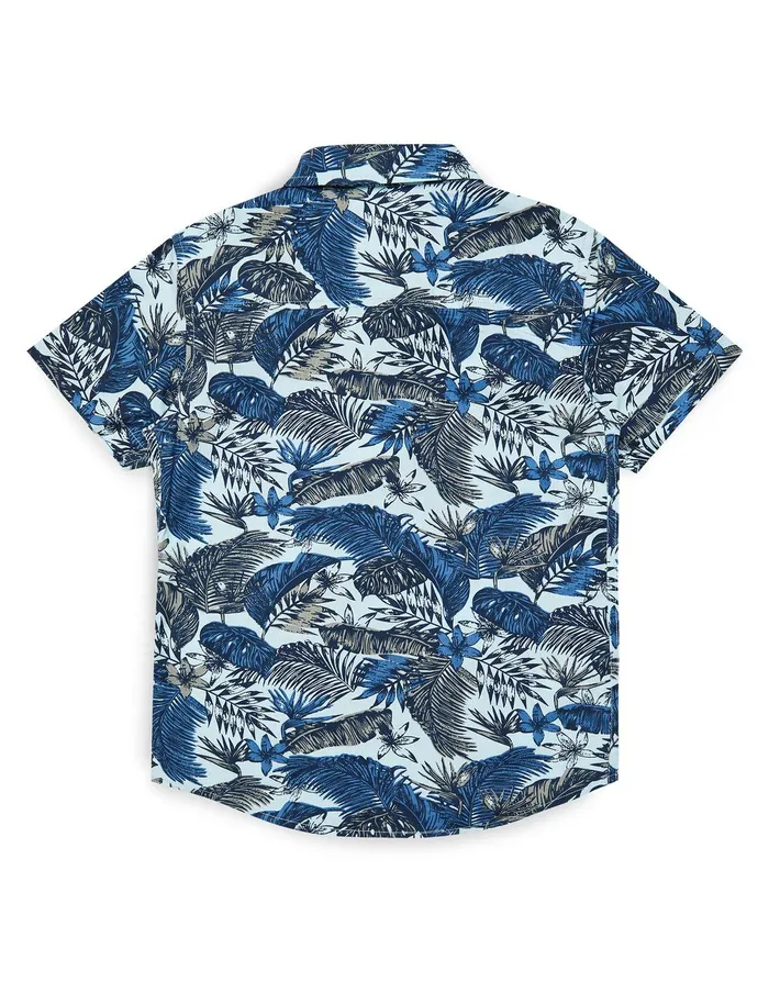Boys Navy Tropical Print Short Sleeve Shirt Navy Threadbare Shirts Boys Navy Tropical Print Short Sleeve Shirt Navy Threadbare Shirts