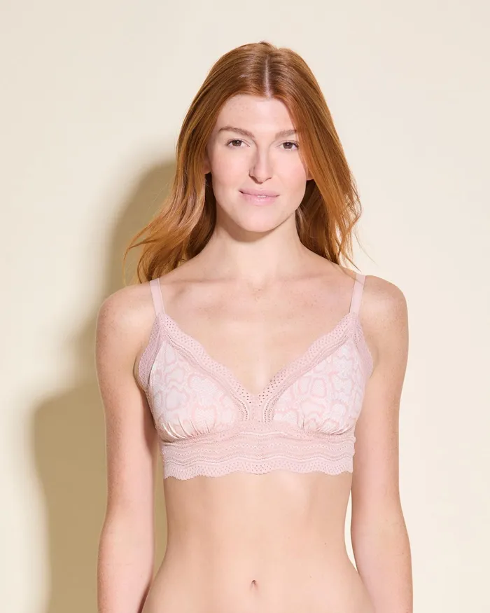 Bralettes Women Cosabella Dolce Printed Cotton Cup Bralette Snake Mandorla