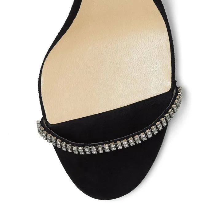 Brea 65 Black Suede Sandals With CrystalEmbellished Straps Blackcrystal Women JIMMY CHOO Mules