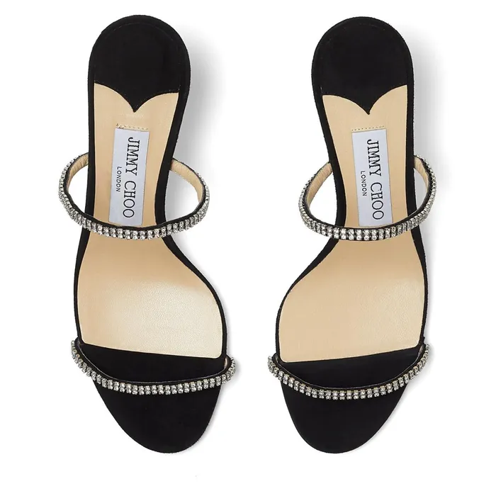 Brea 65 Black Suede Sandals With CrystalEmbellished Straps Blackcrystal Women JIMMY CHOO Mules