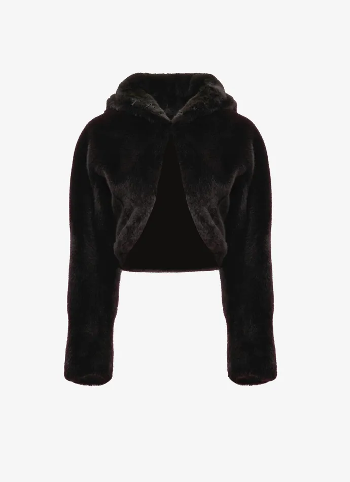 Brown Hooded Bolero Jacket Women Alaa Coats and Jackets