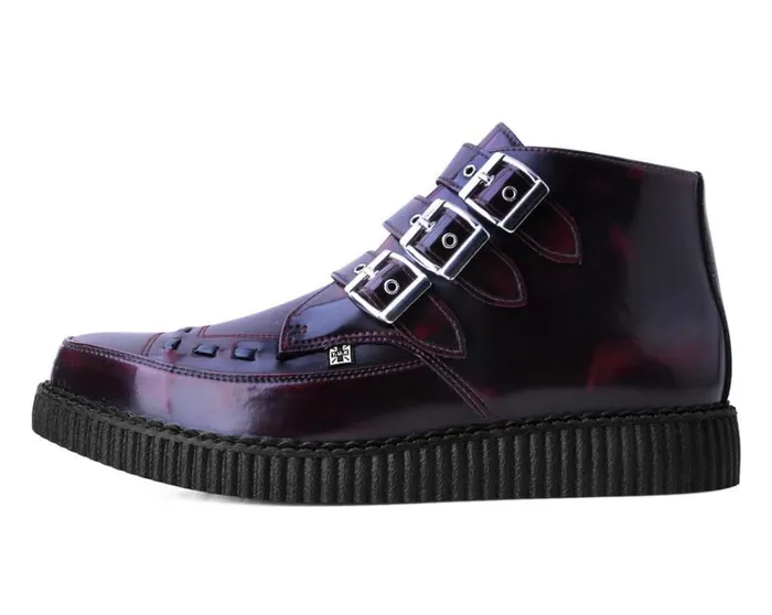 Burgundy RubOff 3Buckle Pointed Creeper Boot Men TUK Shoes Boots Burgundy RubOff 3Buckle Pointed Creeper Boot Men TUK Shoes Boots