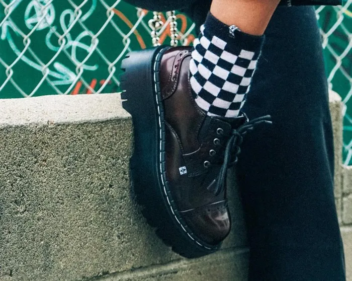 Burgundy RubOff Double Decker Brogue Women TUK Shoes Vegan Burgundy RubOff Double Decker Brogue Women TUK Shoes Vegan