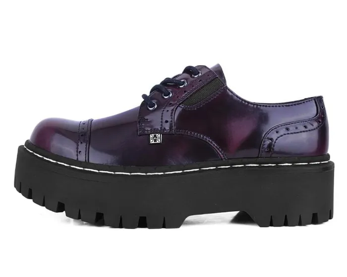 Burgundy RubOff Double Decker Brogue Women TUK Shoes Vegan Burgundy RubOff Double Decker Brogue Women TUK Shoes Vegan