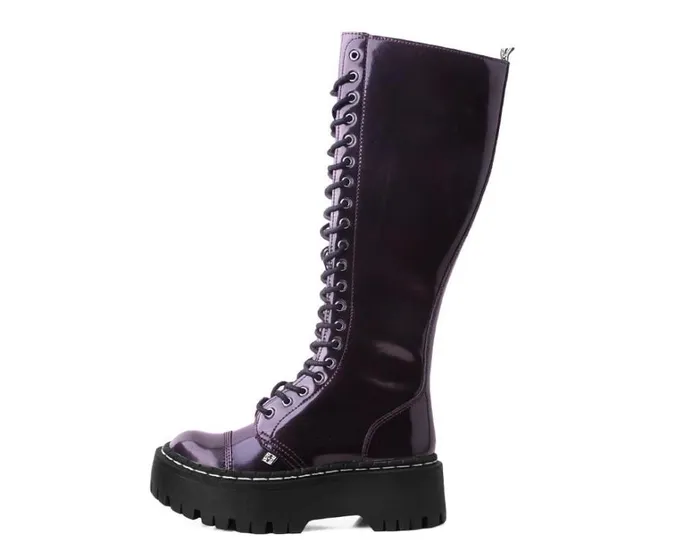 Burgundy RubOff KneeHigh Double Decker Boot Women TUK Shoes Boots