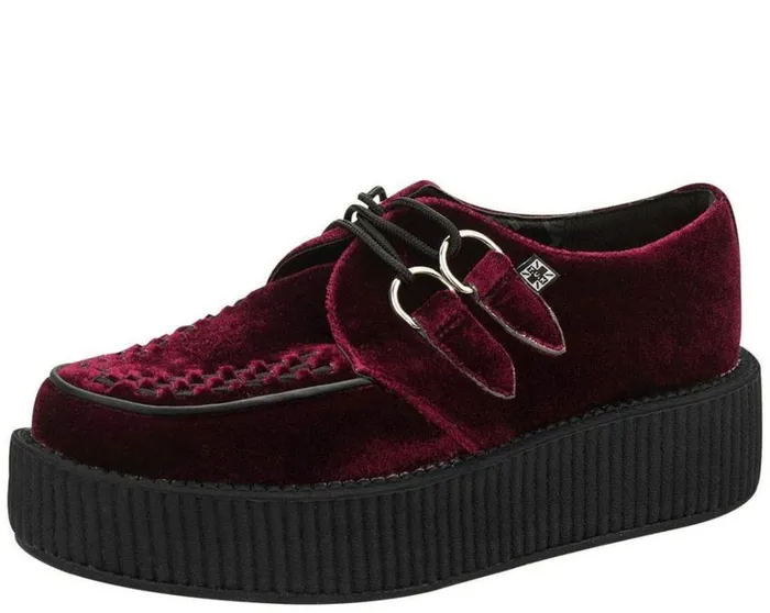 Burgundy Velvet Viva Mondo Creepers Men TUK Shoes Vegan