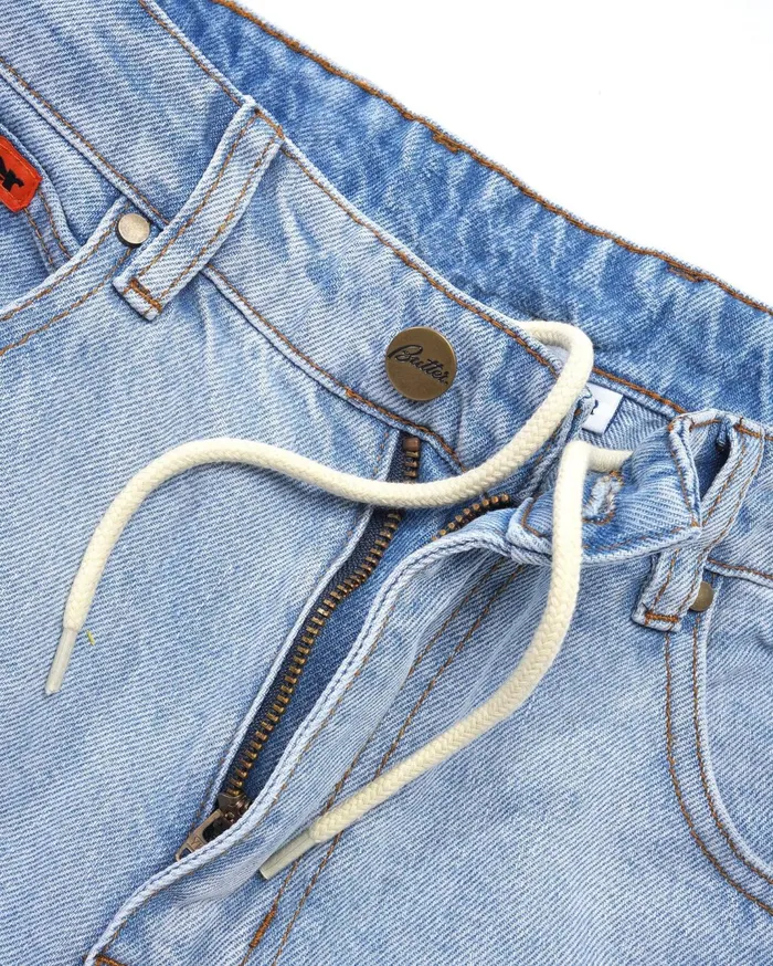 Butter Goods Baggy Denim Shorts Light Blue Men Core Denim