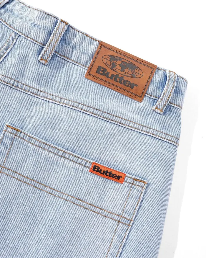 Butter Goods Baggy Denim Shorts Light Blue Men Core Denim