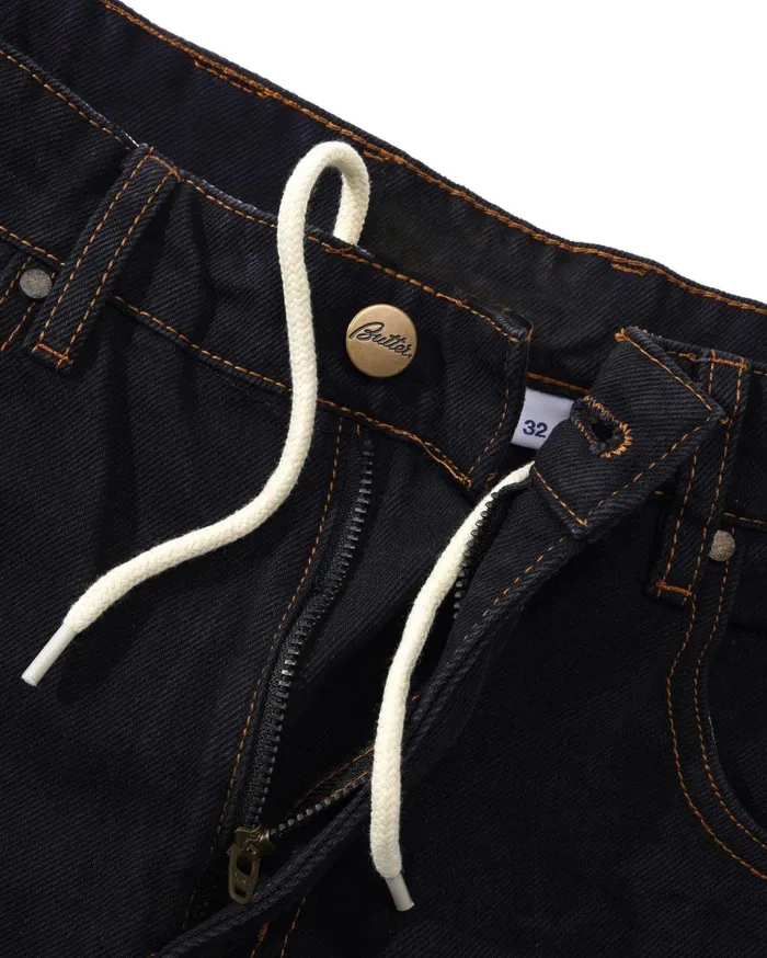Butter Goods Baggy Denim Shorts Washed Black Men Core Denim