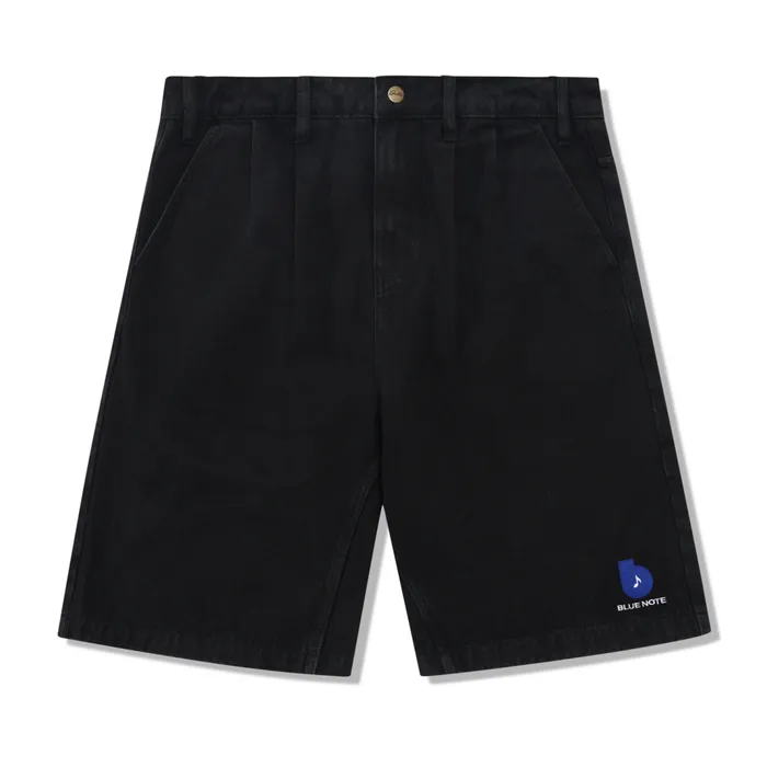 Butter Goods Blue Note Pleated Denim Shorts Washed Black Men Shorts