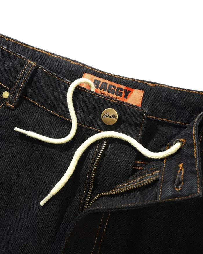Butter Goods Core Denim Men Baggy Denim Jeans Washed Black Butter Goods Core Denim Men Baggy Denim Jeans Washed Black