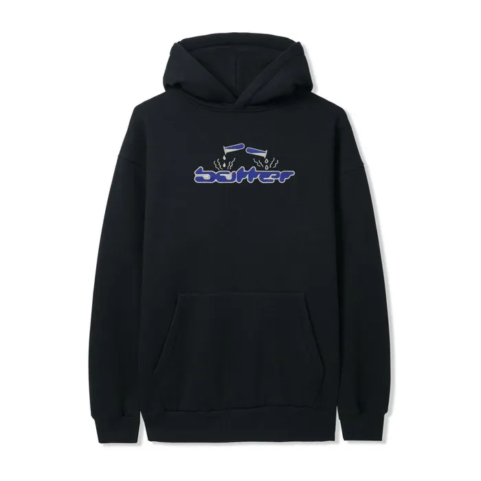 Butter Goods Corrosive Applique Pullover Hood Black Men Fleece