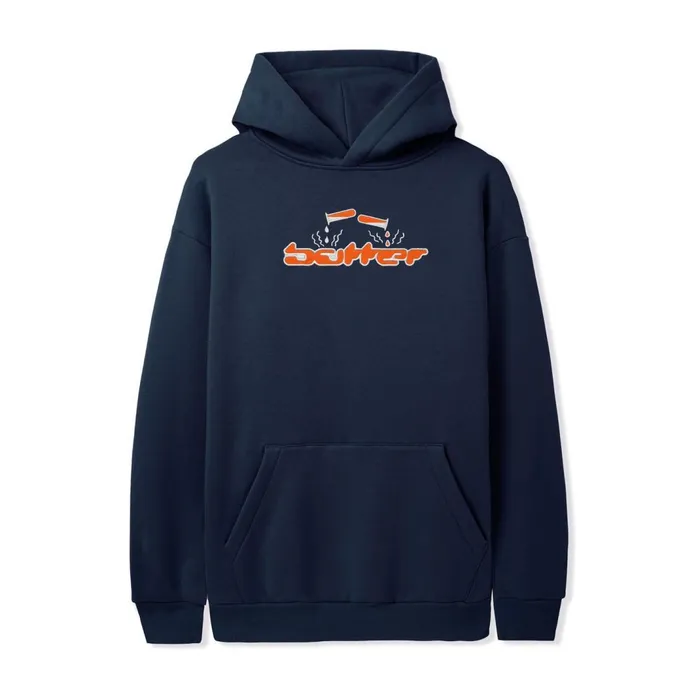 Butter Goods Corrosive Applique Pullover Hood Navy Men Fleece