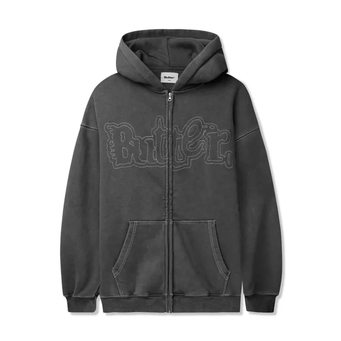 Butter Goods Fleece Men Breakdown ZipThru Hood Washed Black
