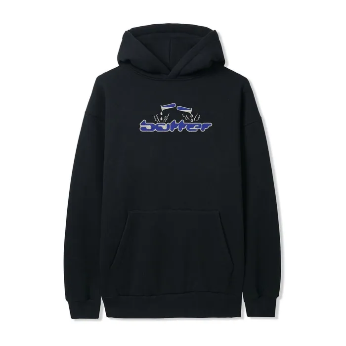 Butter Goods Fleece Men Corrosive Applique Pullover Hood Black