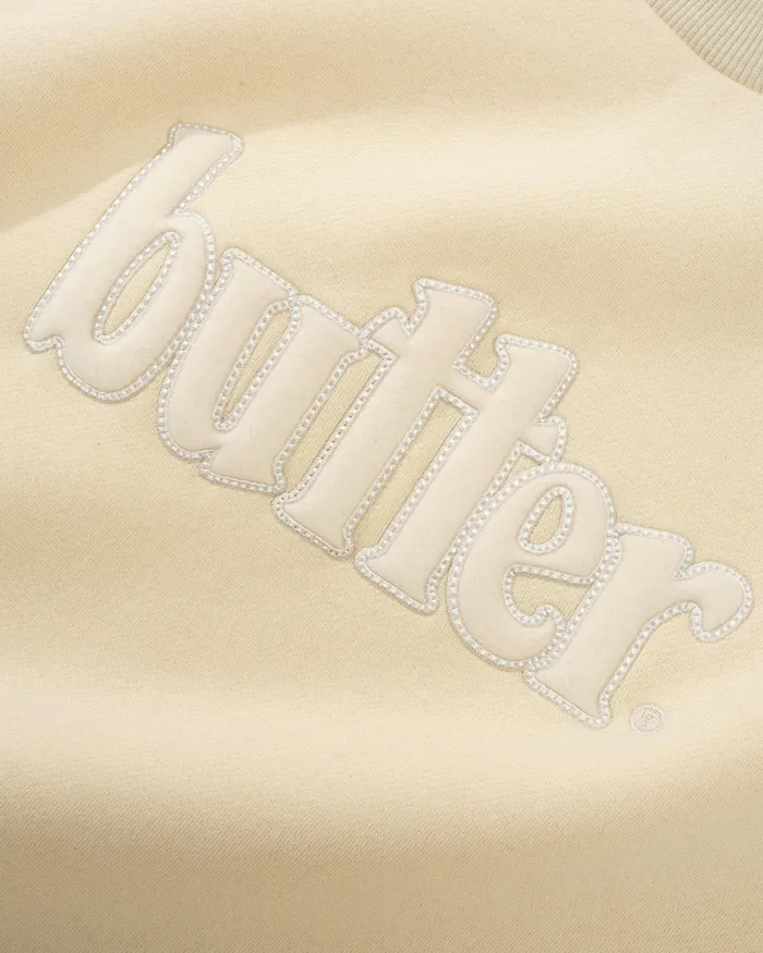 Butter Goods Fleece Men Fleece Applique Crewneck Cream Butter Goods Fleece Men Fleece Applique Crewneck Cream