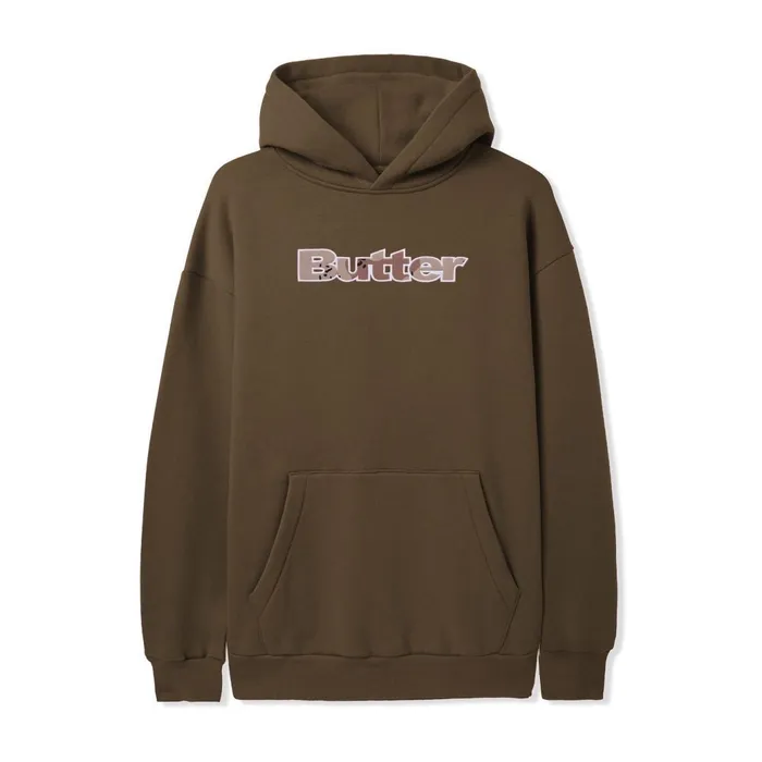 Butter Goods Fleece Men Logo Camo Applique Pullover Hood Brown